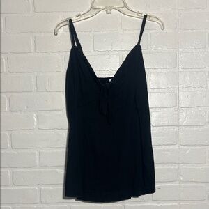 Old Navy Womens Black Spaghetti Strap Tank Top Casual Bow Cotton Blend Medium